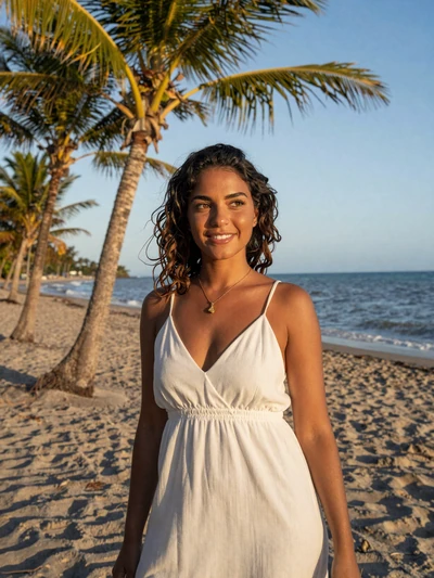 Inaya, 24, a beautiful mixed-heritage French Guianese woman from Kourou by the beach