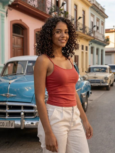 Carla, 24, a charming Cuban woman from Havana with vintage Havana street in background