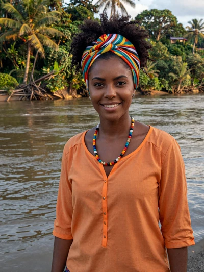 Naïla, 27, a striking Maroon French Guianese woman from Saint-Laurent-du-Maroni