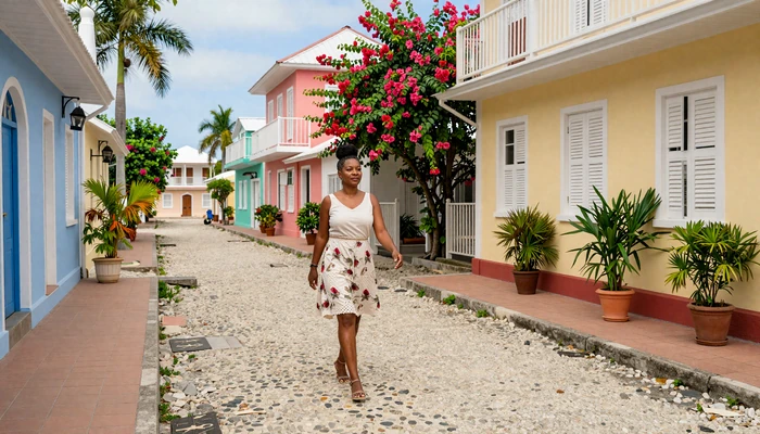 Charming coral stone street in Bridgetown Barbados showcasing the island's colonial heritage and elegance