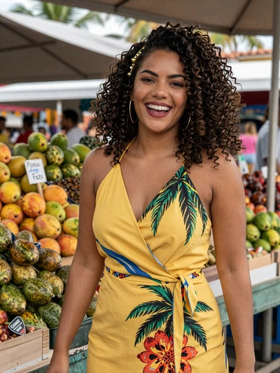 Léana, 28, a vibrant Creole French Guianese woman at the Cayenne Market