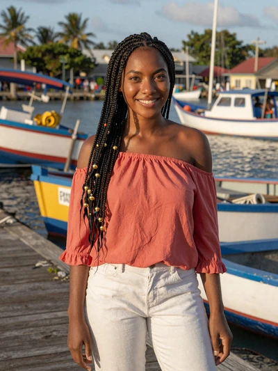 Chantal, 26, a beautiful Grenadian woman from St. George's with a radiant smile