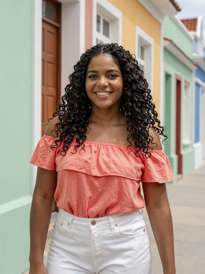 Shaneika, 26, a beautiful Curaçaoan woman in the colorful Punda district of Willemstad