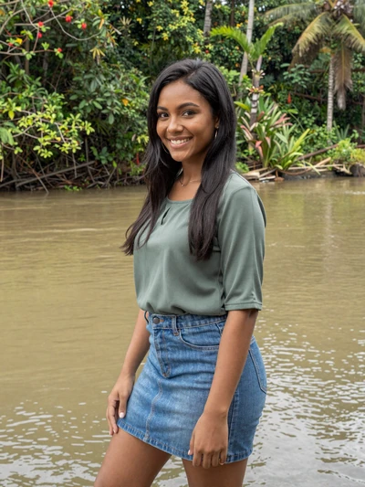 Reshma, 23, a pretty Indo-Guyanese woman from Bartica near the Essequibo River