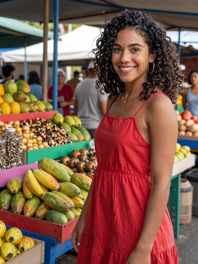 Nadia, 25, a friendly mixed Creole-Hindustani Surinamese woman at a Lelydorp market