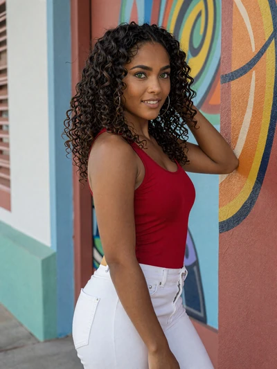 Tanya, 27, a mixed-heritage Trinidadian woman from Arima with striking hazel eyes